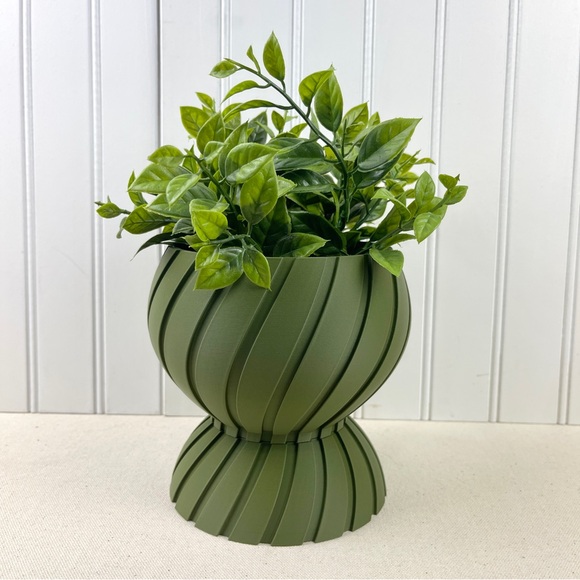 Hand Crafted Other - Indoor Flower Pot w/ Drainage Hole and Drip Tray, Maki Planter Pot